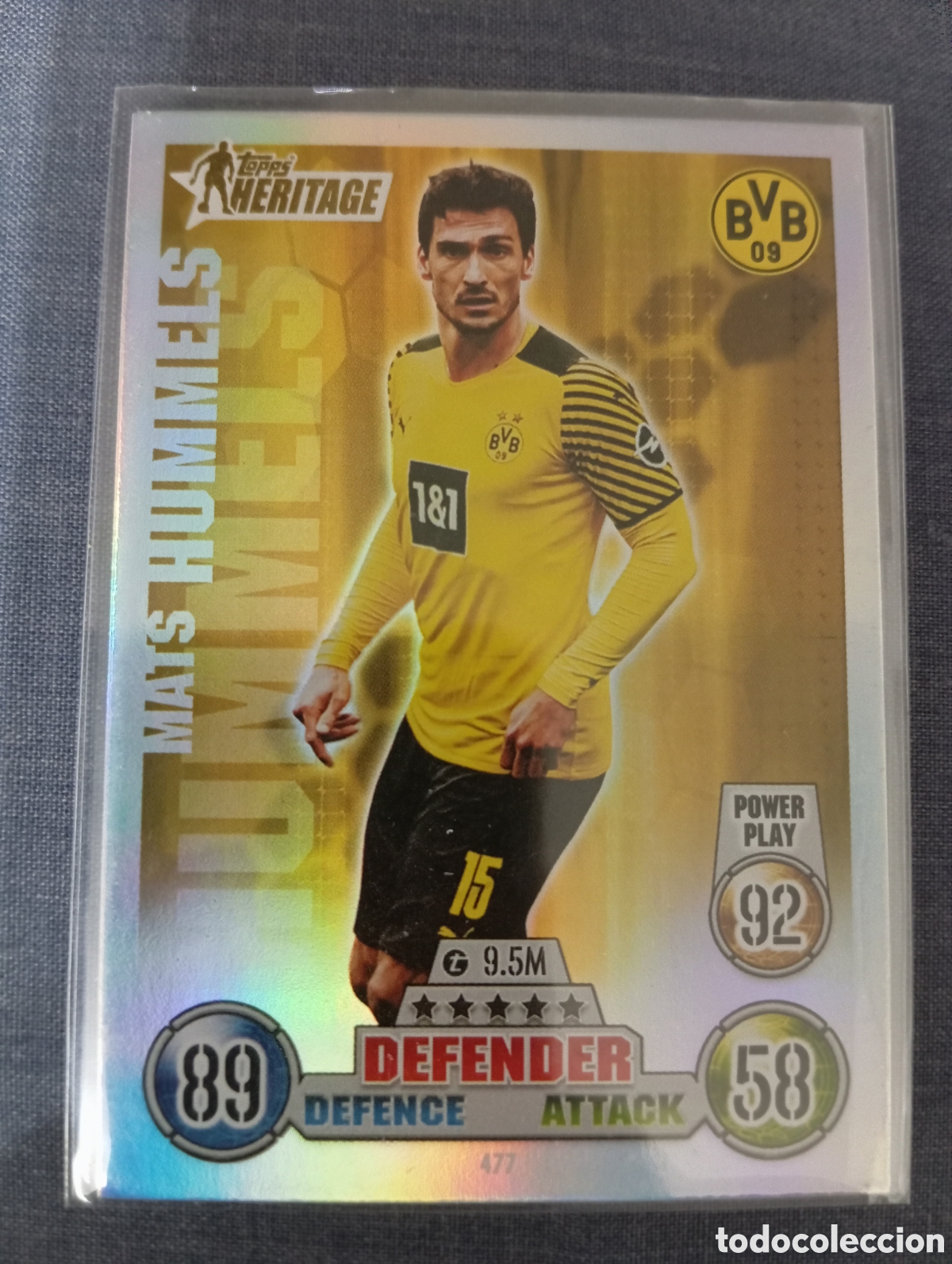 Trading cards: Mats Hummels Borussia Dortmund HERITAGE 477 / MATCH ATTAX 2021/2022