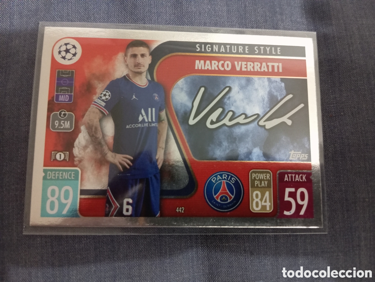 Trading cards: Marco Verratti PSG SIGNATURE STYLE n&deg;442 / TOPPS MATCH ATTAX 2021/2022