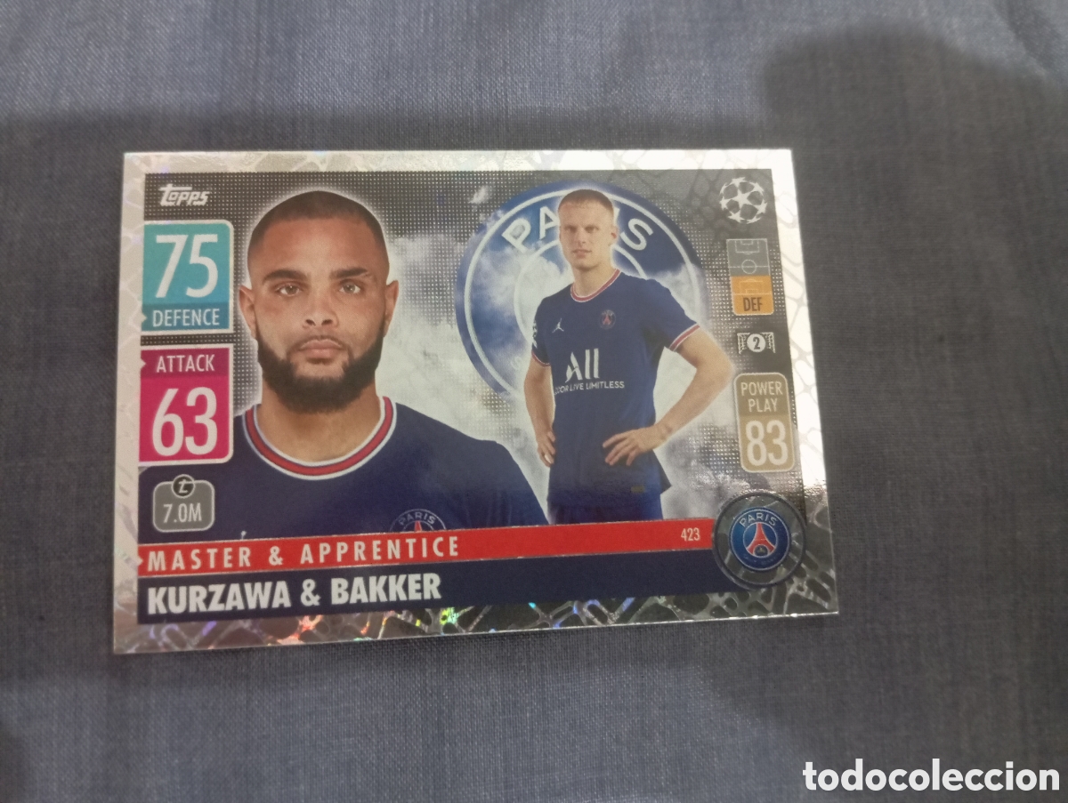 Trading cards: Kurzawa & Bakker PSG MASTER & APPRENTICE n&deg;423 / TOPPS MATCH ATTAX 2021/2022