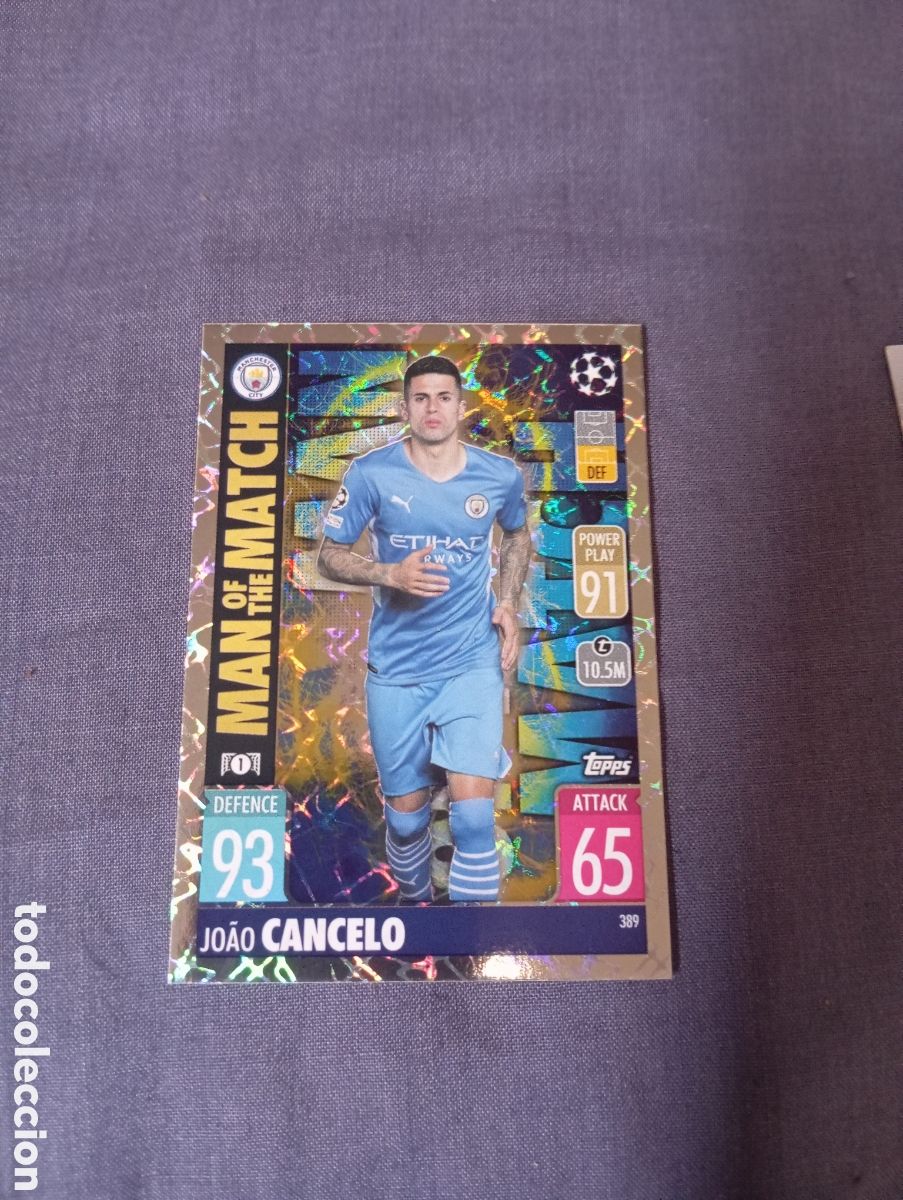 Figurine Collezionabili: Joao Cancelo Manchester City MAN OF THE MATCH n&deg;389 / TOPPS MATCH ATTAX 2021/2022