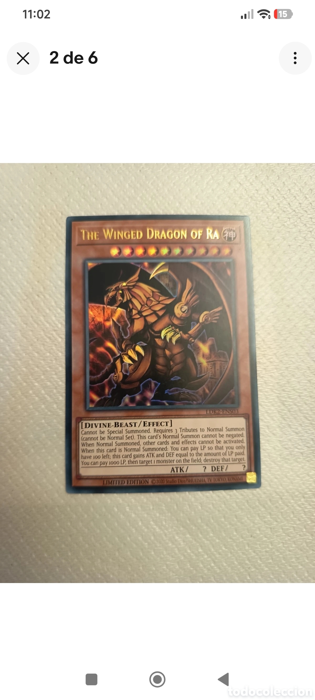 Trading cards: Carta de Yu Gi Oh: Dragones. - Foto 2