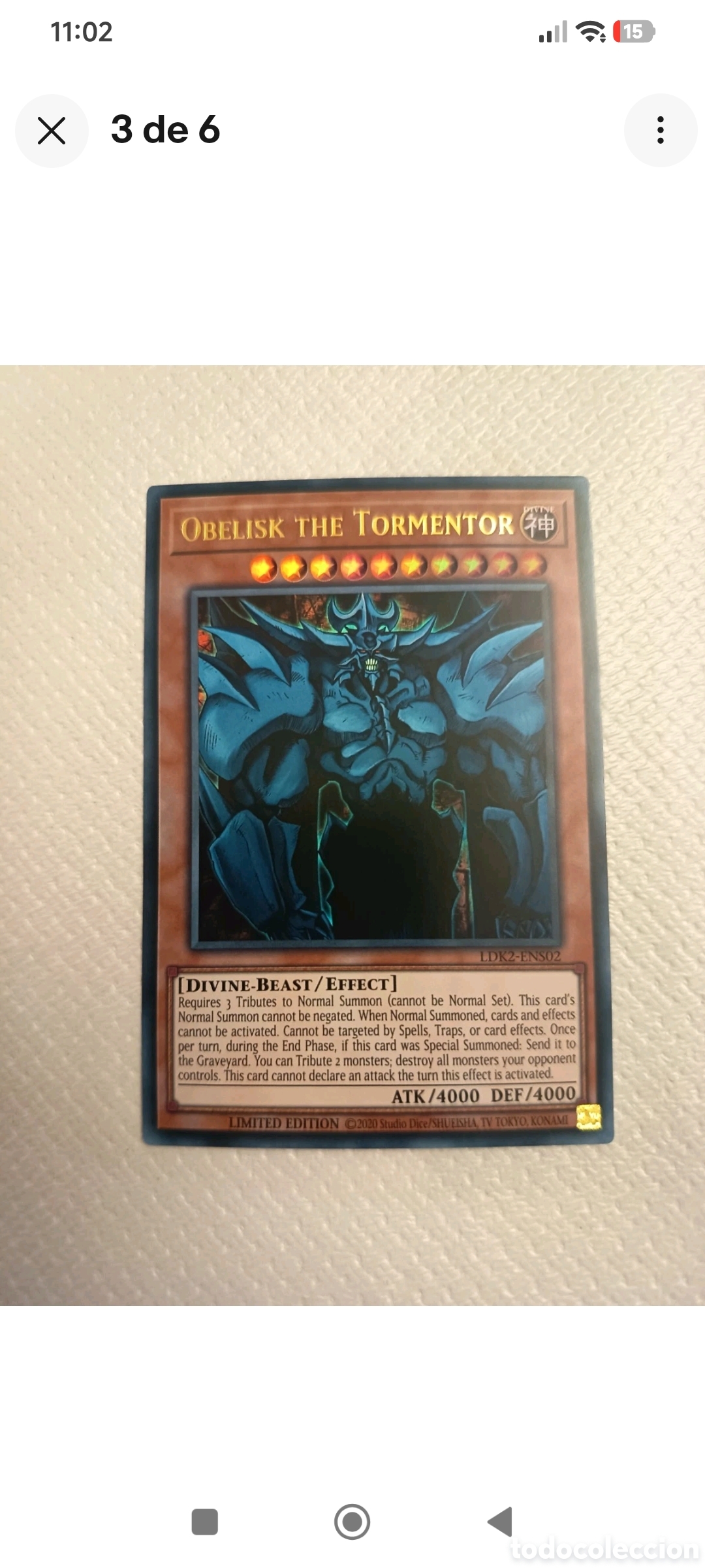 Trading cards: Carta de Yu Gi Oh: Dragones. - Foto 3