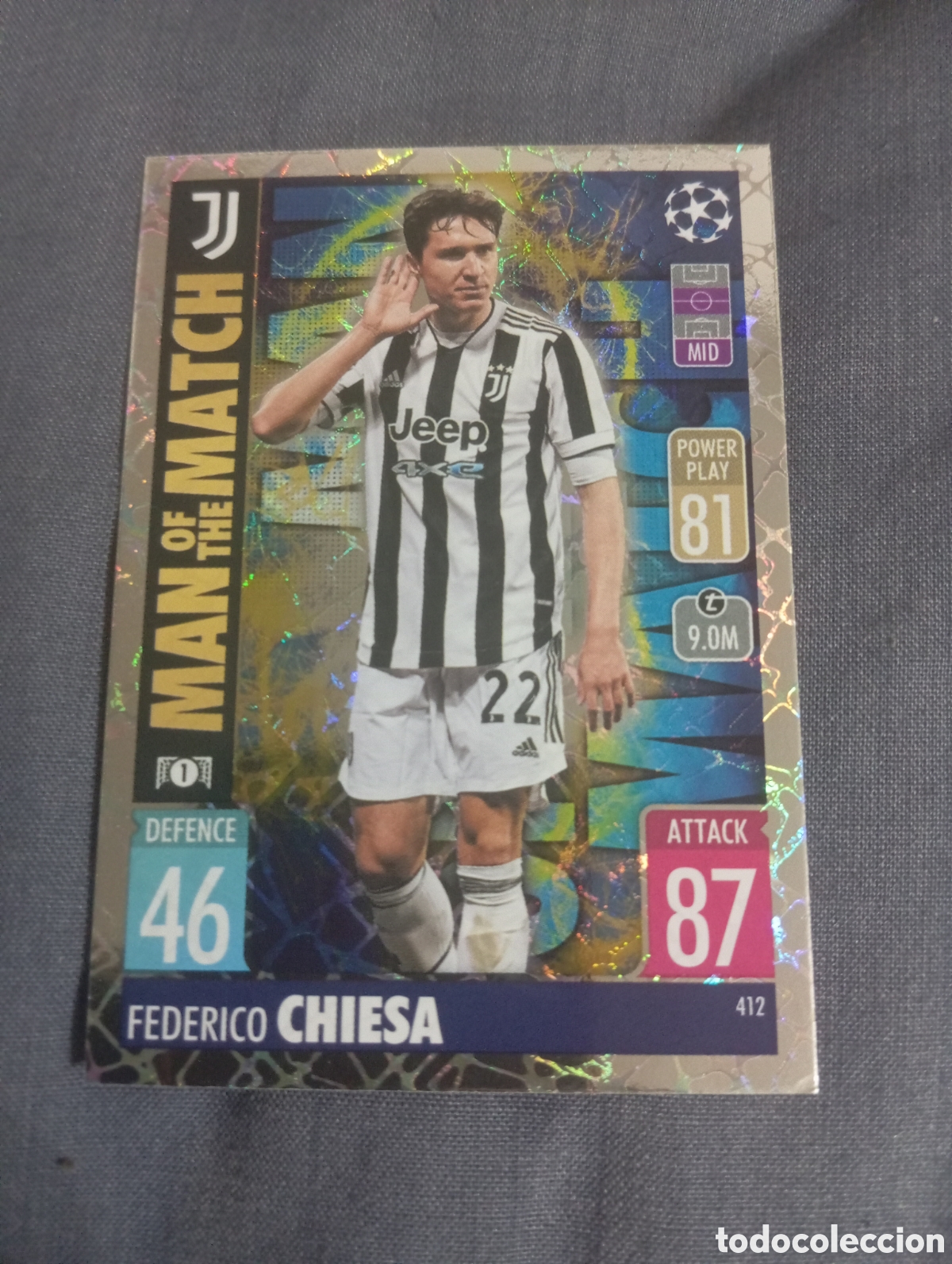 Trading cards: Federico Chiesa Juventus MAN OF THE MATCH n&deg;412 / TOPPS MATCH ATTAX 2021/2022