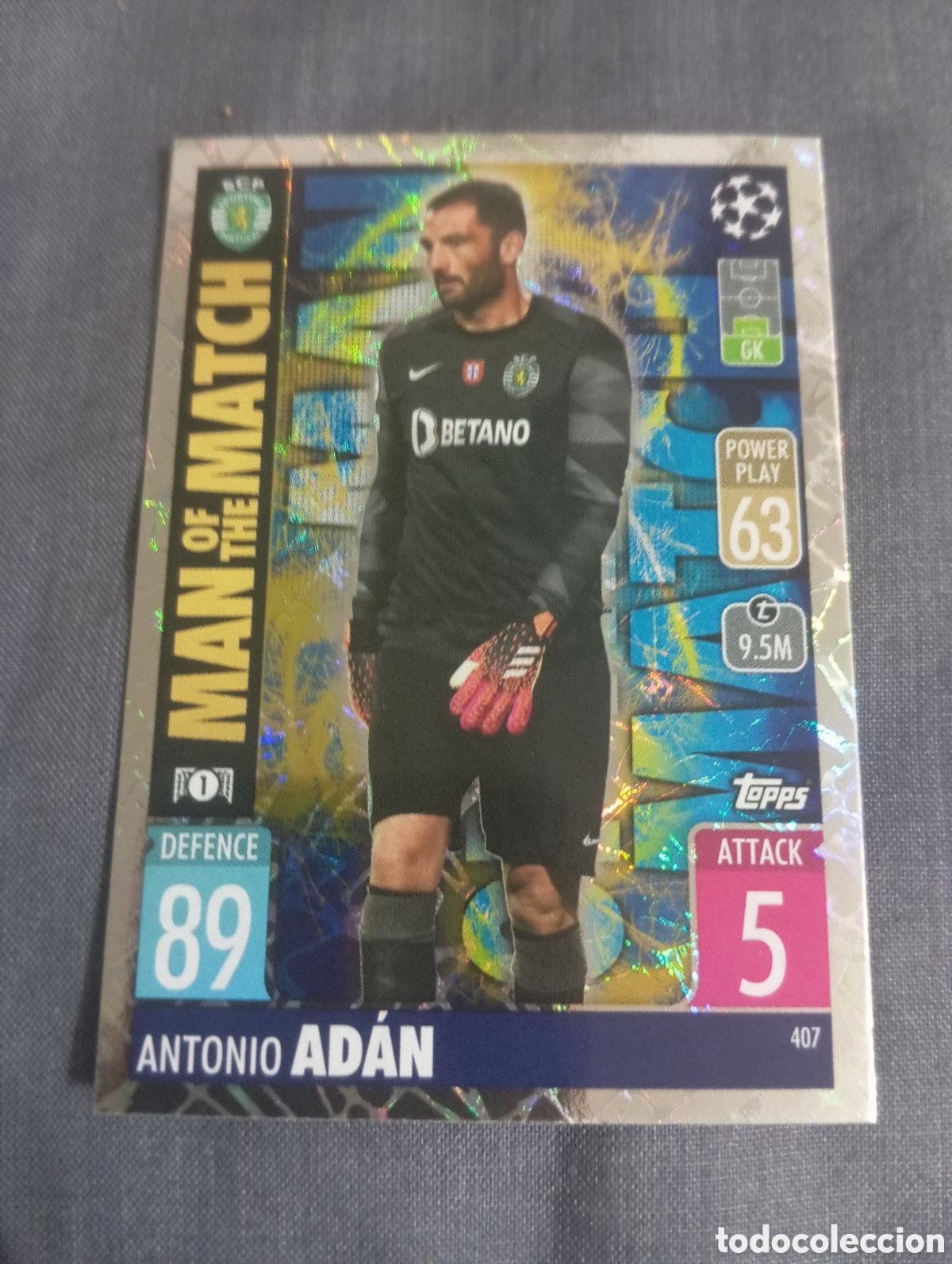Trading cards: Antonio Ad&aacute;n Sporting de Portugal MAN OF THE MATCH n&deg;407 / TOPPS MATCH ATTAX 2021/2022