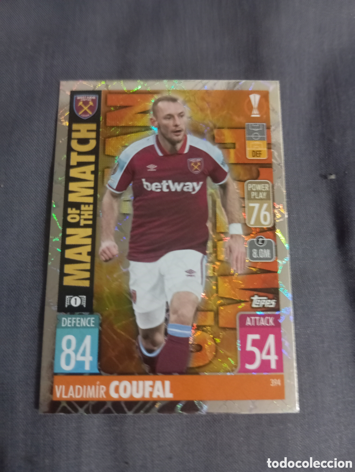 Trading cards: Vladim&iacute;r Coufal West Ham United MAN OF THE MATCH n&deg;394 / TOPPS MATCH ATTAX 2021/2022