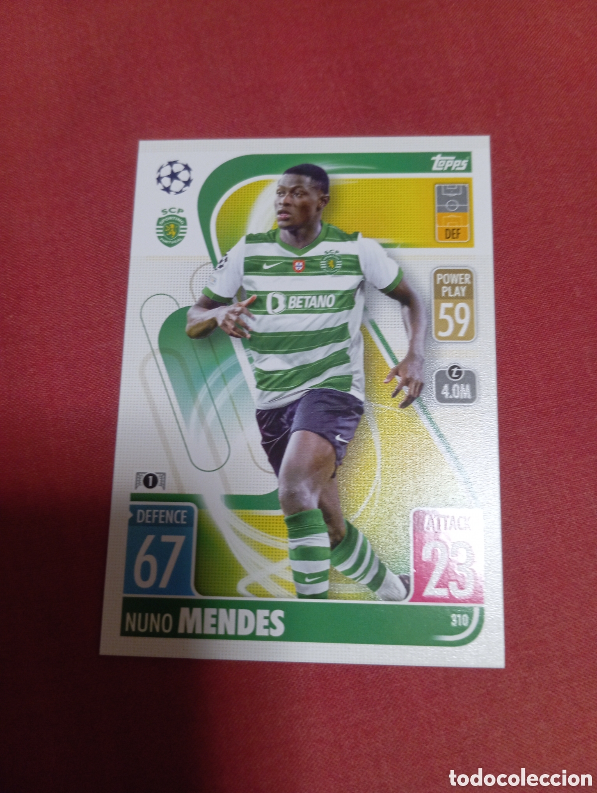 Trading cards: Nuno Mendes Sporting de Portugal n&deg;310 / TOPPS MATCH ATTAX 2021/2022