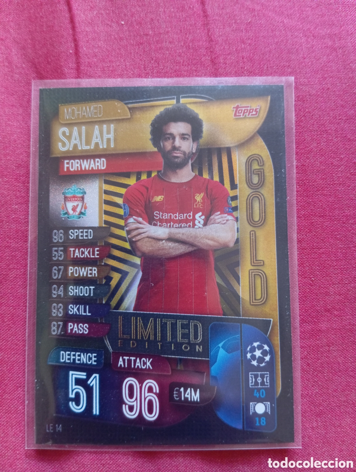 Trading cards: Mohamed Salah Liverpool GOLD LIMITED EDITION n&deg;LE 14 / TOPPS MATCH ATTAX 19/20