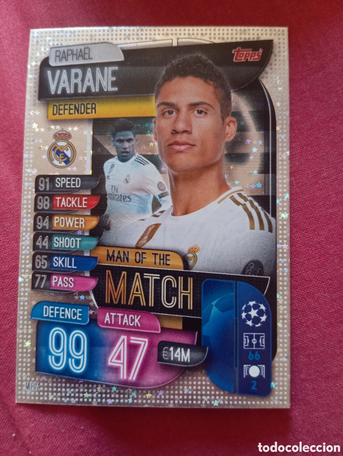 Trading cards: Rapha&euml;l Varane Real Madrid MAN OF THE MATCH n&deg;M REA / TOPPS MATCH ATTAX 2019/2020