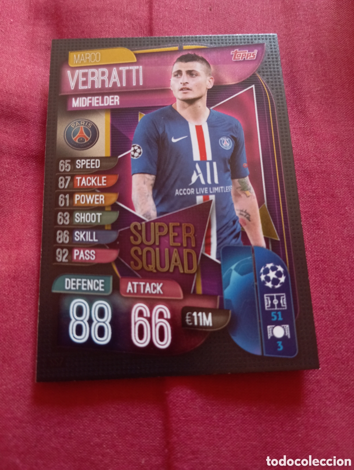 Trading cards: Marco Verratti PSG SUPER SQUAD n&deg;SS7 / TOPPS MATCH ATTAX 2019/2020