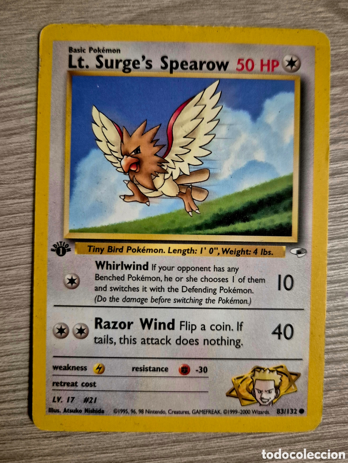 Trading cards: Carta Pok&eacute;mon Lt. Surge's Spearow 83/132