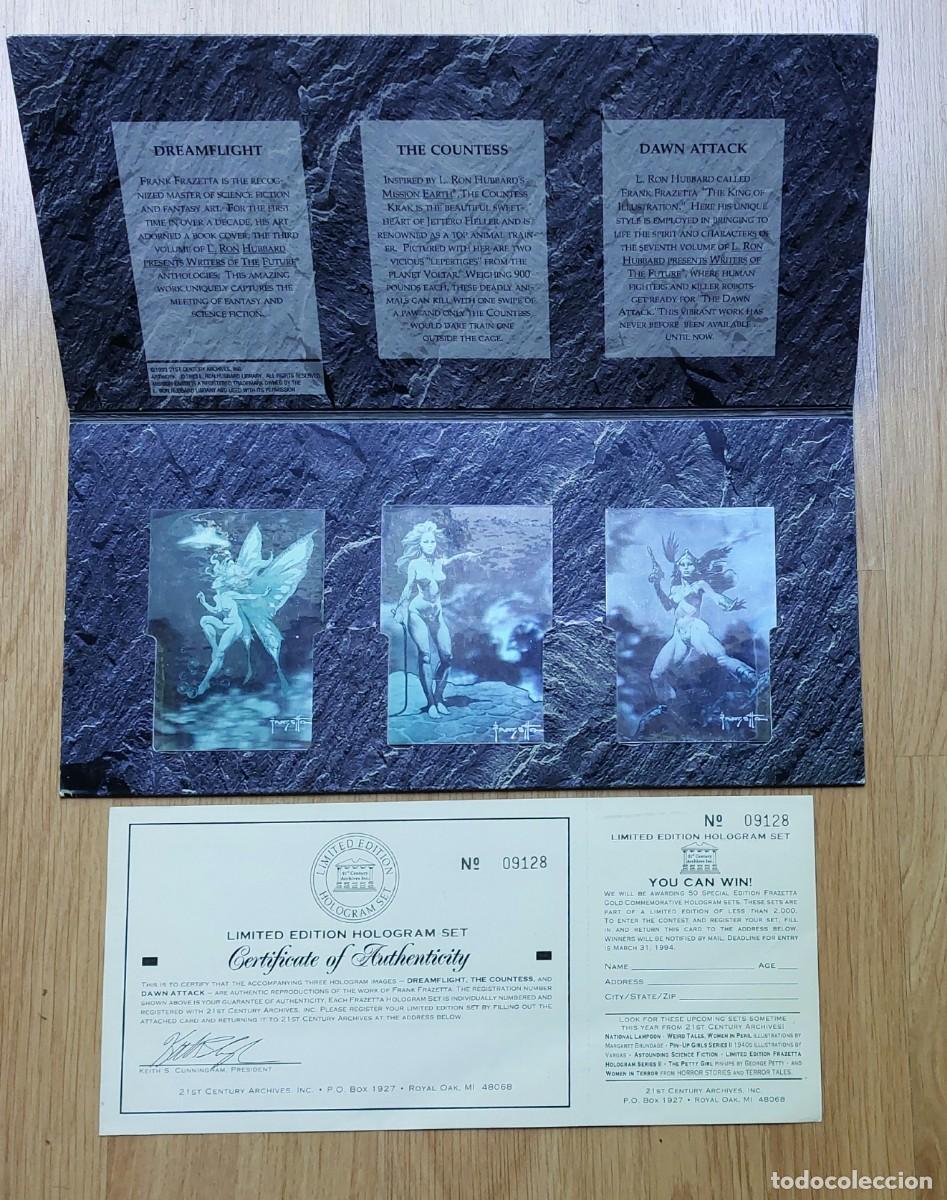 Trading cards: FRANK FRAZETTA : HOLOGRAMS CARDS LIMITED EDITION SET 3 CARDS CON CETIFICADO DE AUTENTICIDAD 1993