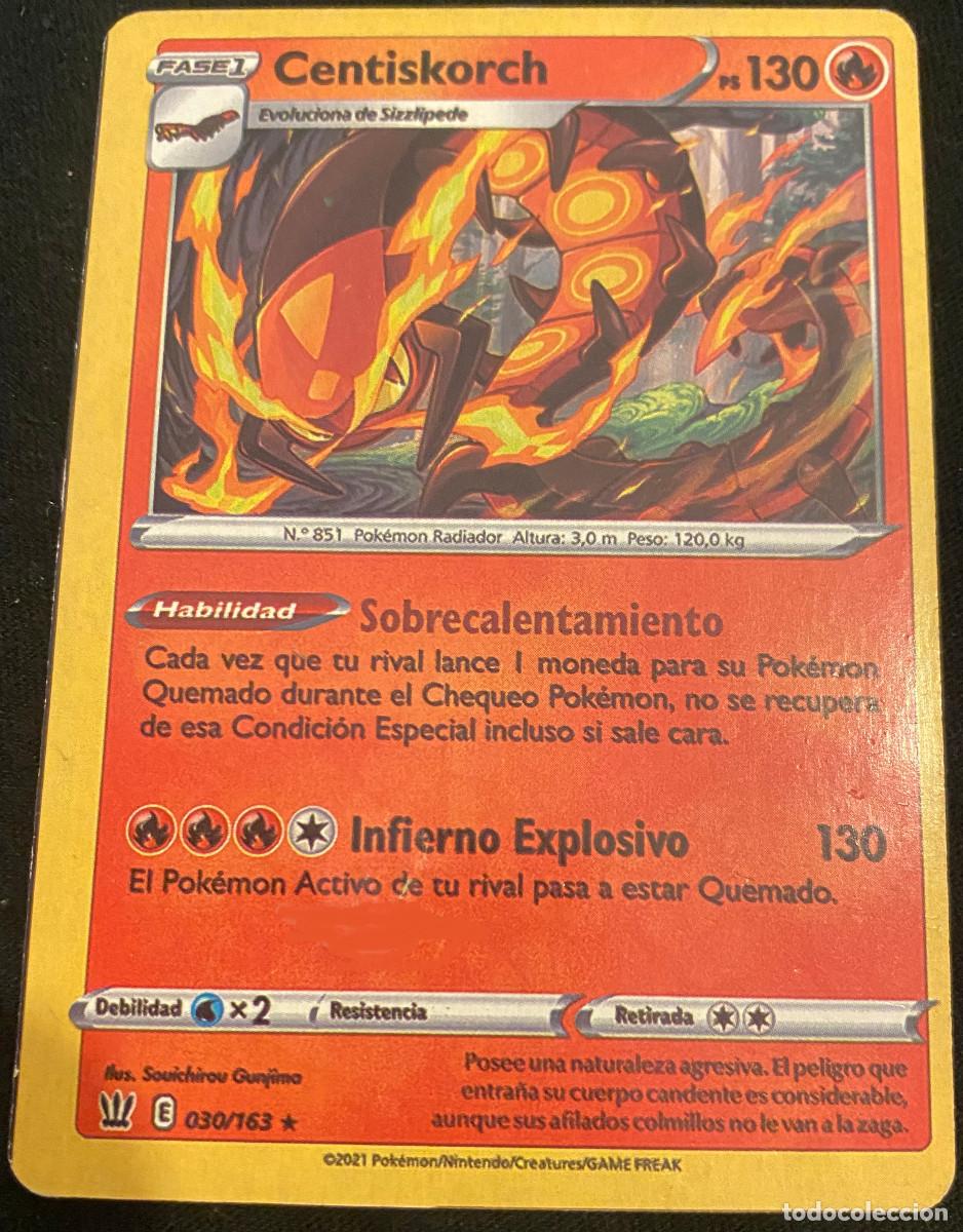 Trading cards: Trading card de Pok&eacute;mon. Centiskorch - Fase 1. 030 / 163. Colecci&oacute;n 2021. Edici&oacute;n en espa&ntilde;ol.