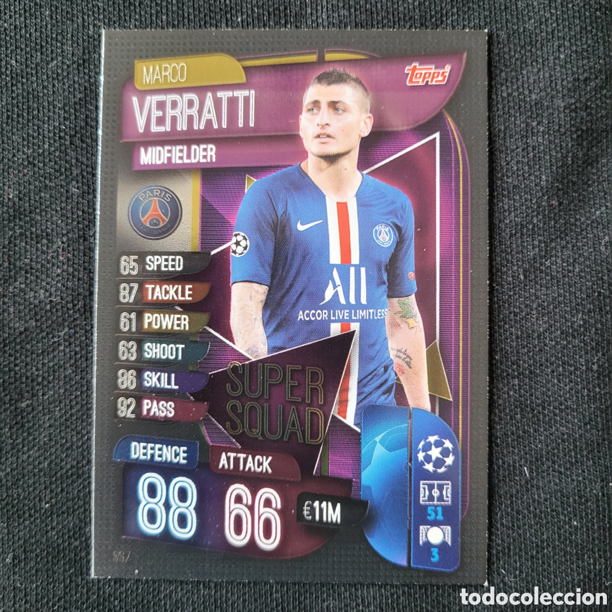 Trading cards: SS7 Marco Verratti Super Squad / Match Attax UCL 2019