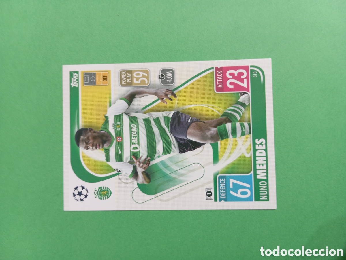 Trading cards: Nuno Mendes Sporting de Portugal n&deg;310 / TOPPS MATCH ATTAX 2021/2022