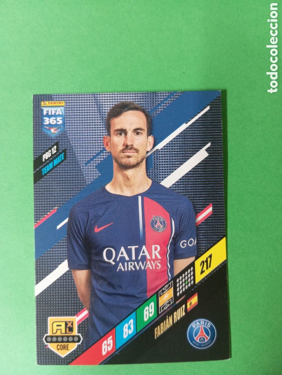 Trading cards: Fabi&aacute;n Ruiz PSG TEAM MATE n&deg;PSG 12 / PANINI ADRENALYN XL FIFA 365 2024