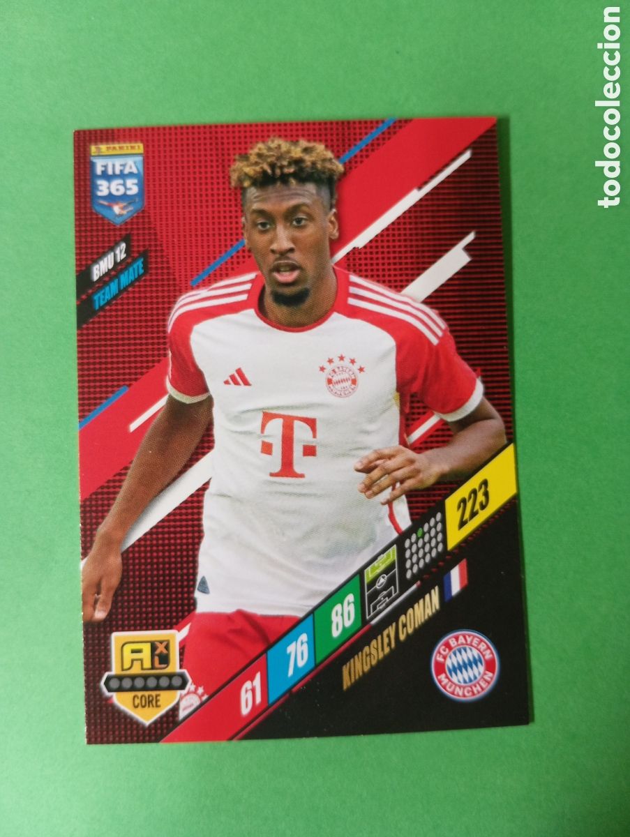 Trading cards: Kingsley Coman Bayern de Munich TEAM MATE n&deg;BMU 12 / PANINI ADRENALYN XL FIFA 365 2024