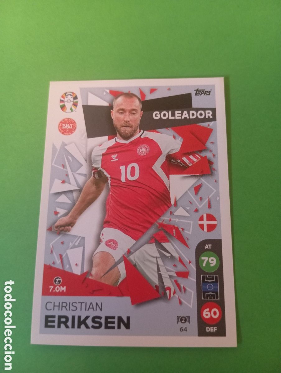 Trading cards: Christian Eriksen Dinamarca GOLEADOR n&deg;64 / TOPPS MATCH ATTAX ALL-STARS EURO2024 LIDL