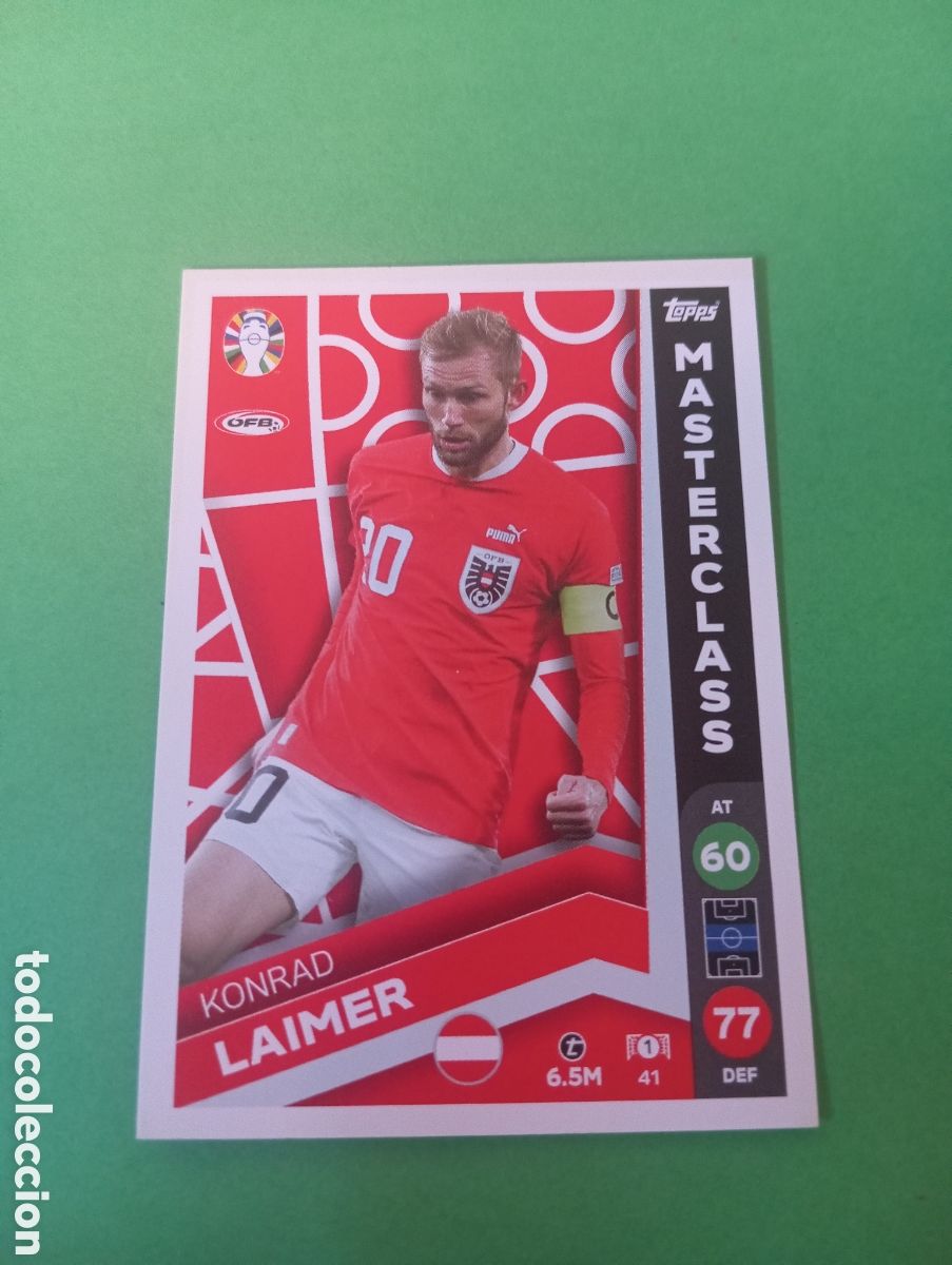 Trading cards: Konrad Laimer Austria MASTERCLASS n&deg;41 / TOPPS MATCH ATTAX ALL-STARS EURO2024 LIDL