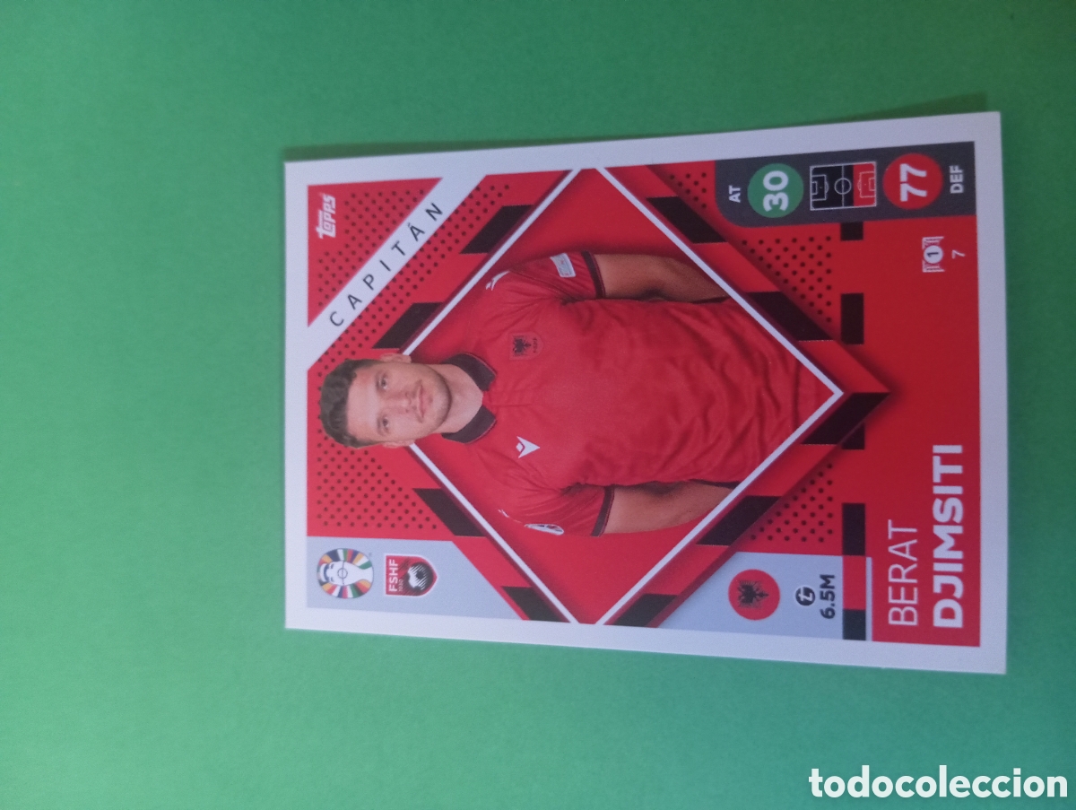 Trading cards: Berat Djimsiti Albania CAPIT&Aacute;N n&deg;7 / TOPPS MATCH ATTAX ALL-STARS EURO2024 LIDL