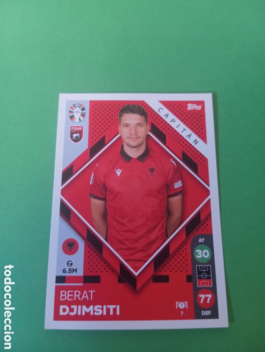 Trading cards: Berat Djimsiti Albania CAPIT&Aacute;N n&deg;7 / TOPPS MATCH ATTAX ALL-STARS EURO2024 LIDL
