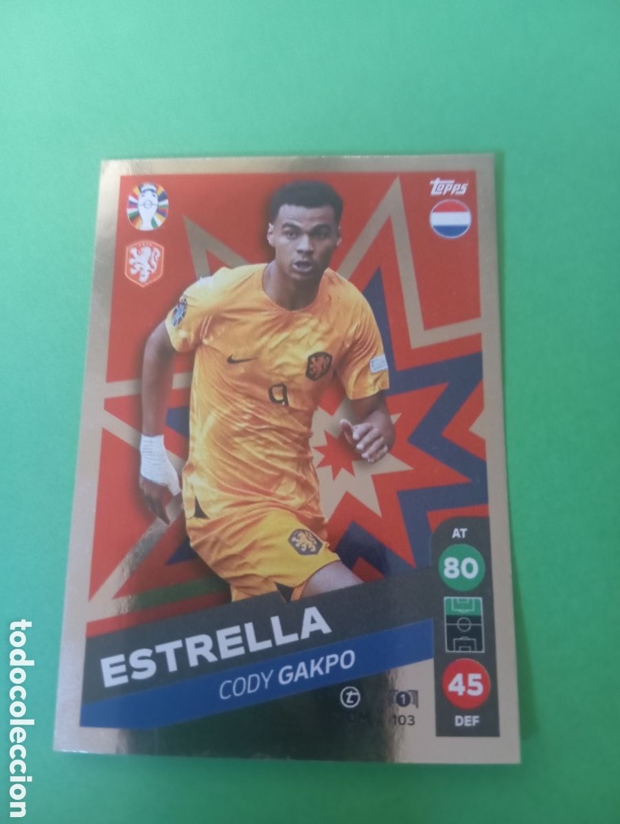 Trading cards: Cody Gakpo Holanda ESTRELLA n&deg;103 / TOPPS MATCH ATTAX ALL-STARS EURO2024 LIDL