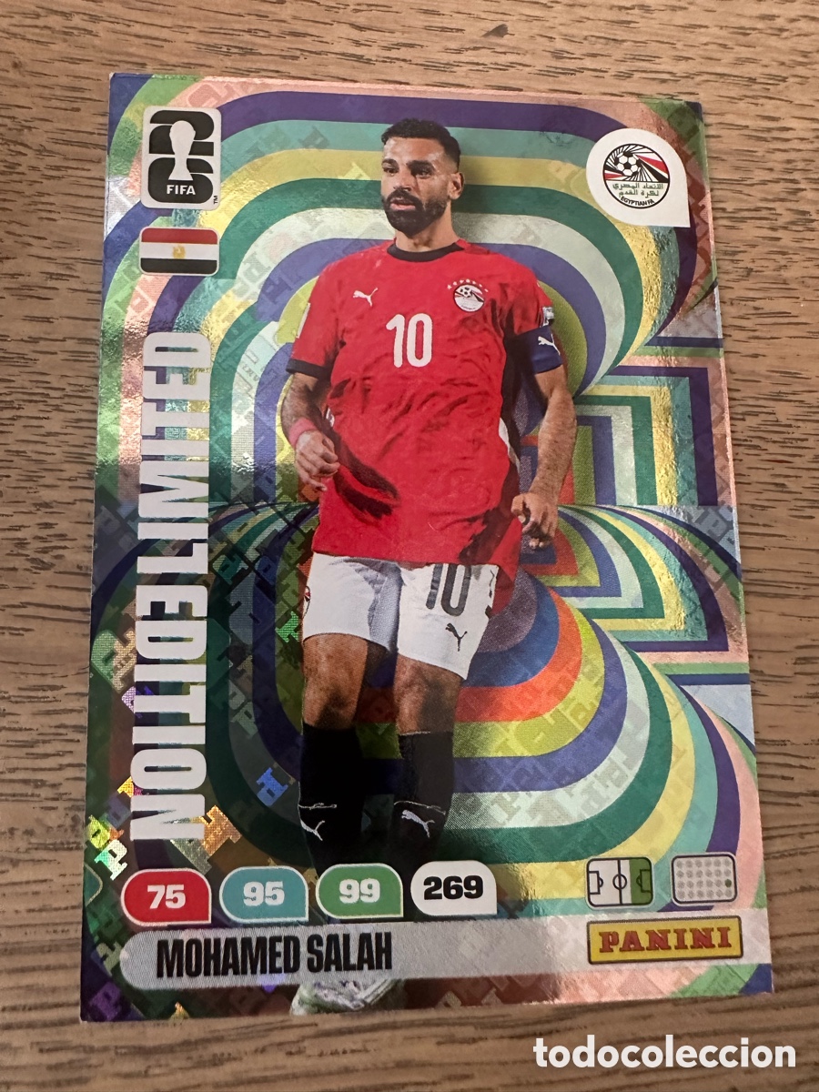 Trading cards: MOHAMED SALAH EGIPTO LIMITED EDITION HOLOGRAMA ADRENALYN XL PANINI WORLD CUP 2026 USA CAN MEX