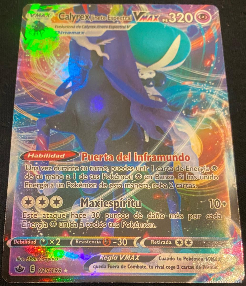 Trading cards: Trading card de Pok&eacute;mon. Calyrex Jinete Espectral VMax. 075 / 198. 2021. Edici&oacute;n en espa&ntilde;ol.