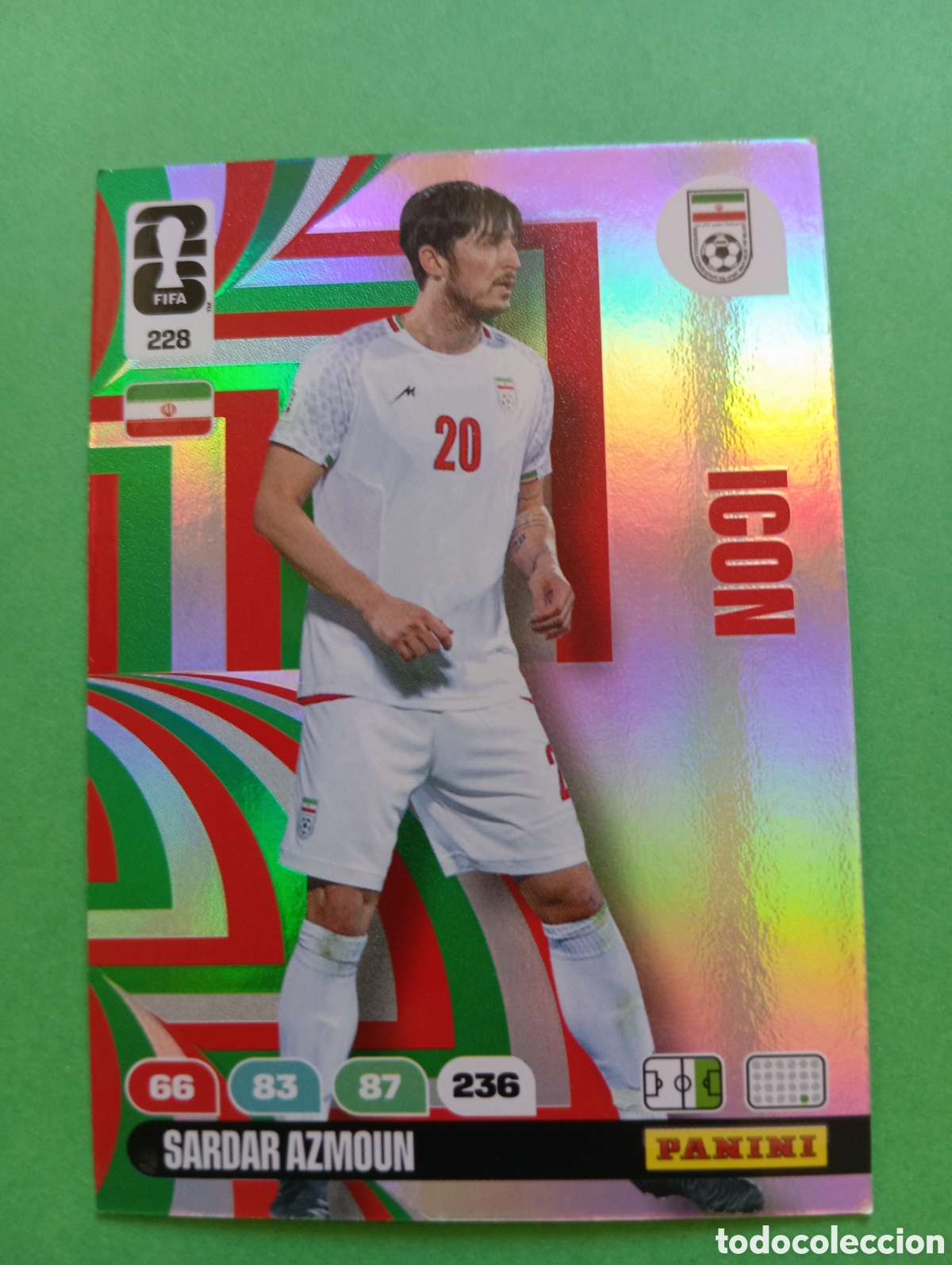 Trading cards: Sardar Azmoun Ir&aacute;n ICON n&deg;228 / PANINI FIFA WORLD CUP ADRENALYN XL 2026