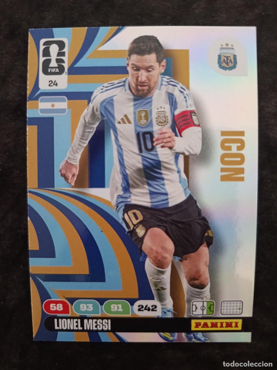 Trading cards: FIFA WORLD CUP 2026 ADRENALYN XL. #24 LIONEL MESSI &rdquo;ICON&rdquo; ARGENTINA.