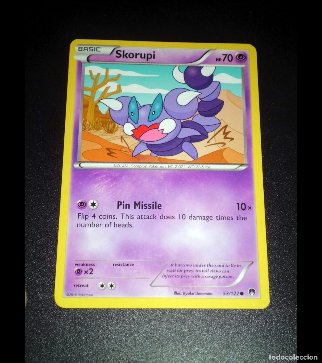 Trading cards: Carta Pok&eacute;mon SKORUPI. Tipo: Ps&iacute;quico (Psychic). &Eacute;poca: XY - BreakPoint. Com&uacute;n. Ingl&eacute;s