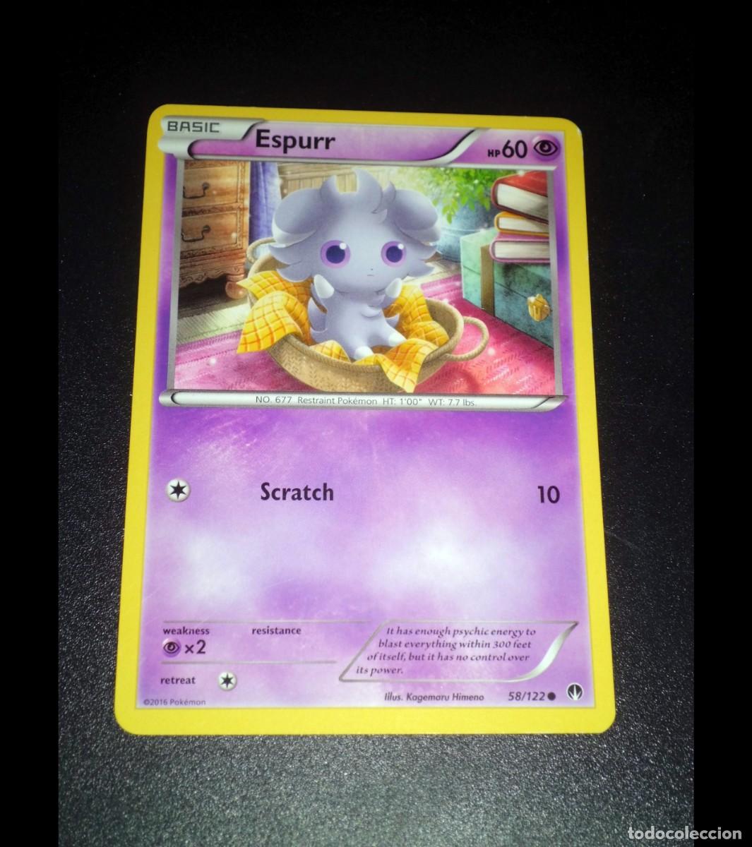 Trading cards: Carta Pok&eacute;mon ESPURR. Tipo: Ps&iacute;quico (Psychic). &Eacute;poca: XY - BreakPoint. Com&uacute;n. Ingl&eacute;s