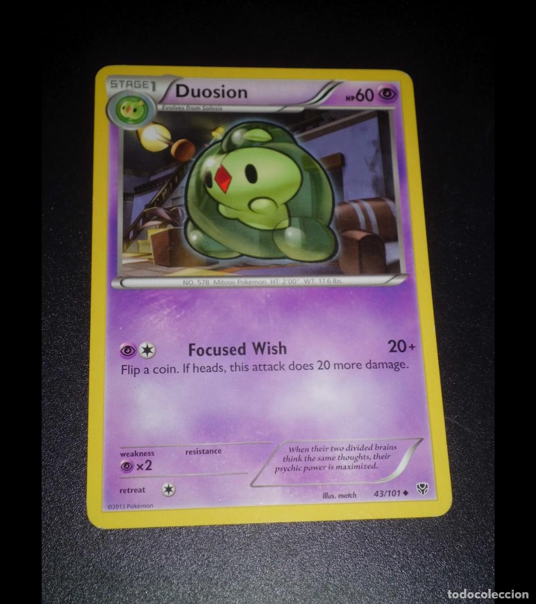 Trading cards: Carta Pok&eacute;mon DUOSION. Tipo: Ps&iacute;quico (Psychic). &Eacute;poca: Plasma Blast. Infrecuente. Ingl&eacute;s