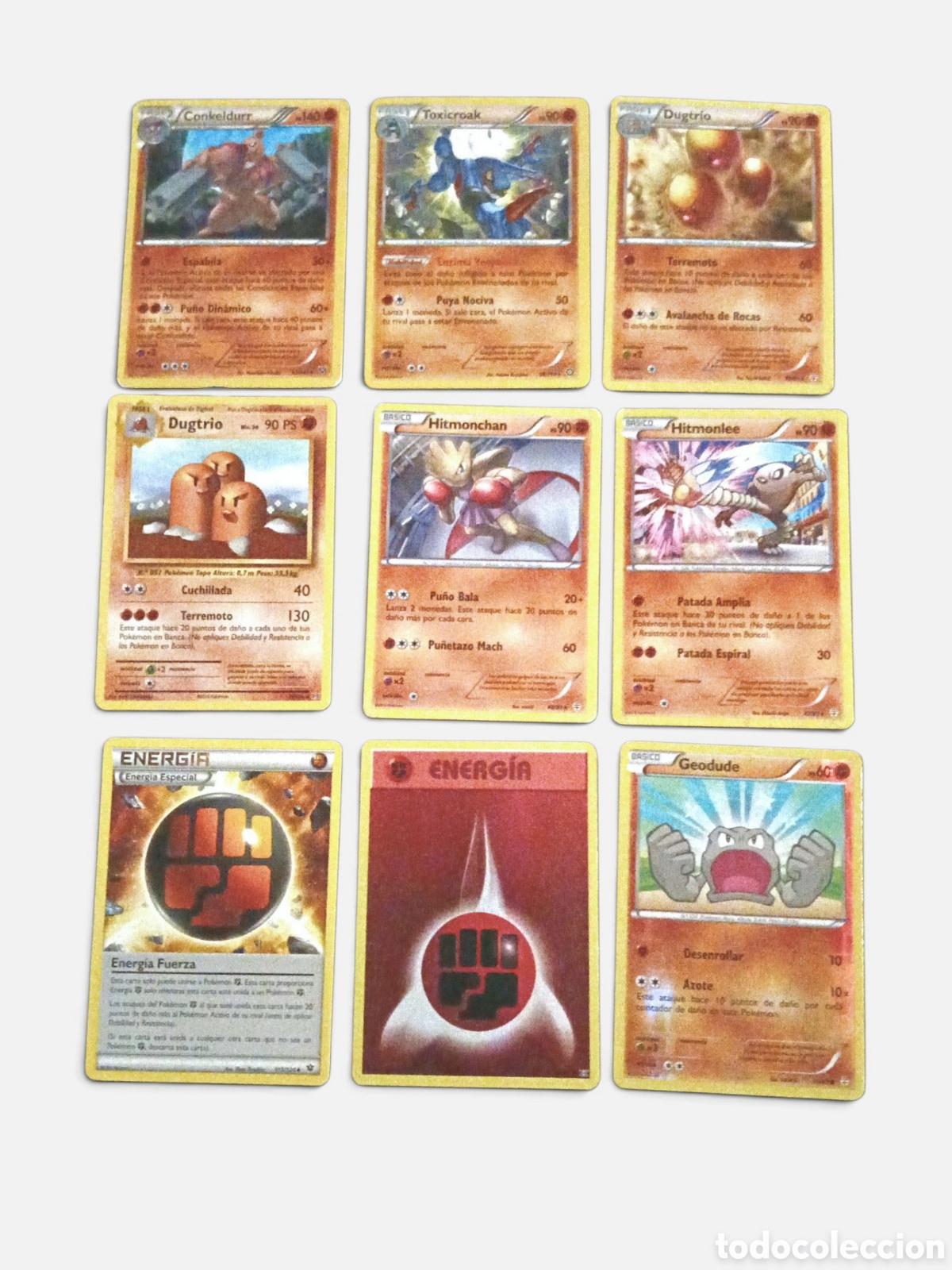 Sammelkarten: Lote 9 Cartas Pok&eacute;mon Fuerza Espa&ntilde;ol - 6 Raras + Geodude RH + 2 Energ&iacute;as Especiales Holo XY