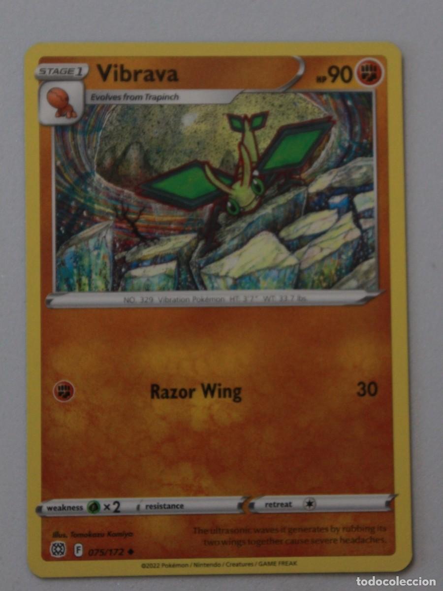 Trading cards: Carta Pok&eacute;mon Vibrava Reverse Holo 075/172 Brilliant Stars Ingles TCG