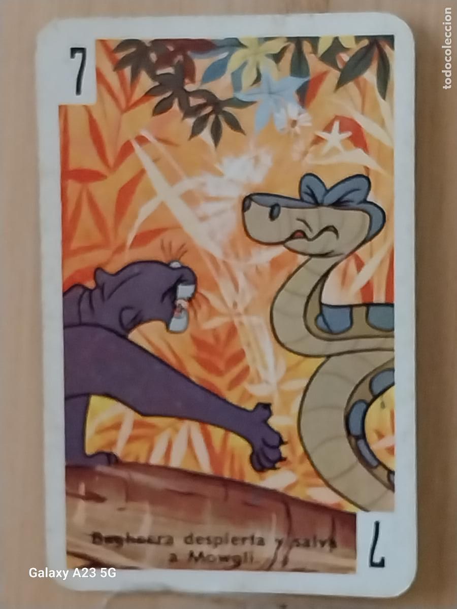 Trading cards: LIBRO DE LA SELVA A&Ntilde;O 1966 CARTA NAIPE 7 BLANCO BAGHEERA KAA