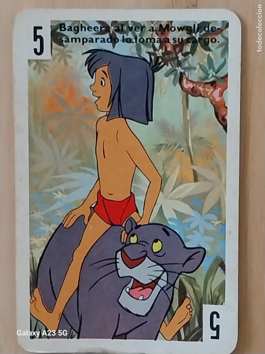 Trading cards: LIBRO DE LA SELVA A&Ntilde;O 1966 CARTA NAIPE BLANCO 5 BAGHEERA MOWGLI
