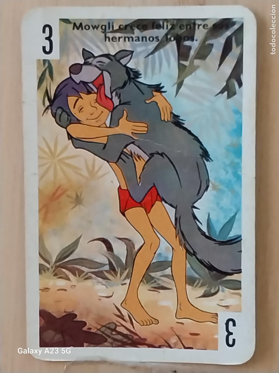 Trading cards: LIBRO DE LA SELVA A&Ntilde;O 1966 CARTA NAIPE BLANCO 3 LOBOS MOWGLI