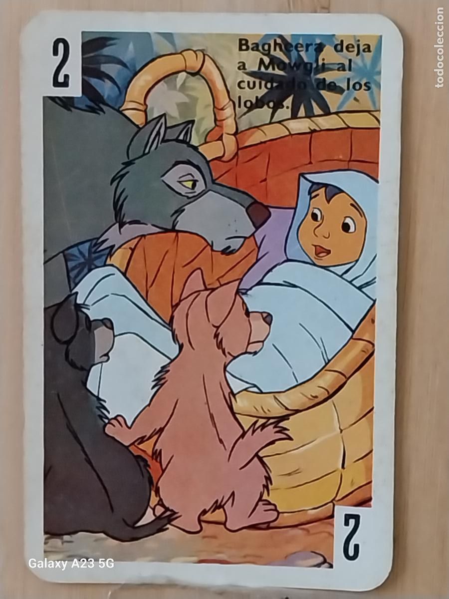Trading cards: LIBRO DE LA SELVA A&Ntilde;O 1966 CARTA NAIPE BLANCO 2 LOBOS MOWGLI