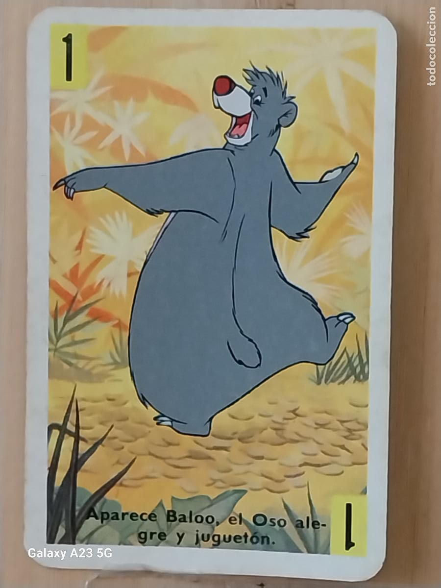 Trading cards: LIBRO DE LA SELVA A&Ntilde;O 1966 CARTA NAIPE AMARILLO 1 BALOO