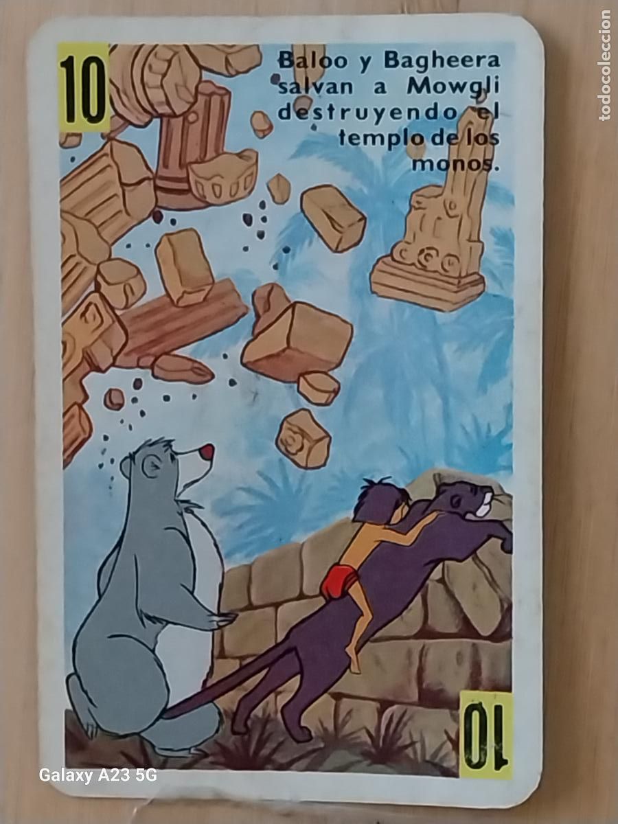 Trading cards: LIBRO DE LA SELVA A&Ntilde;O 1966 CARTA NAIPE AMARILLO 10 BALOO MOWGLI BAGHEERA