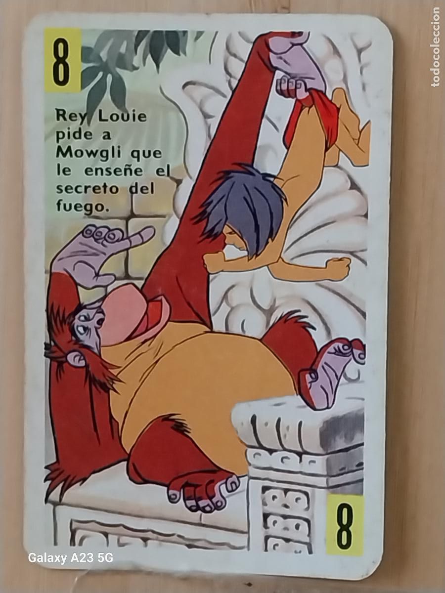 Trading cards: LIBRO DE LA SELVA A&Ntilde;O 1966 CARTA NAIPE AMARILLO 8 LOUIE MOWGLI