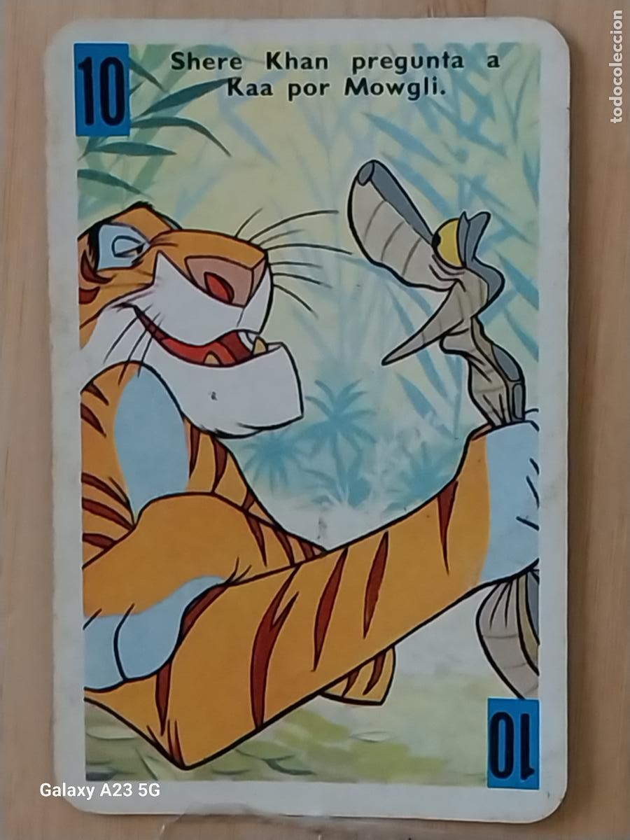 Trading cards: LIBRO DE LA SELVA A&Ntilde;O 1966 CARTA NAIPE AZUL 10 SHERE KHAN