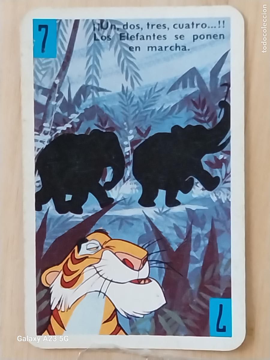Trading cards: LIBRO DE LA SELVA A&Ntilde;O 1966 CARTA NAIPE AZUL 7 SHERE KHAN
