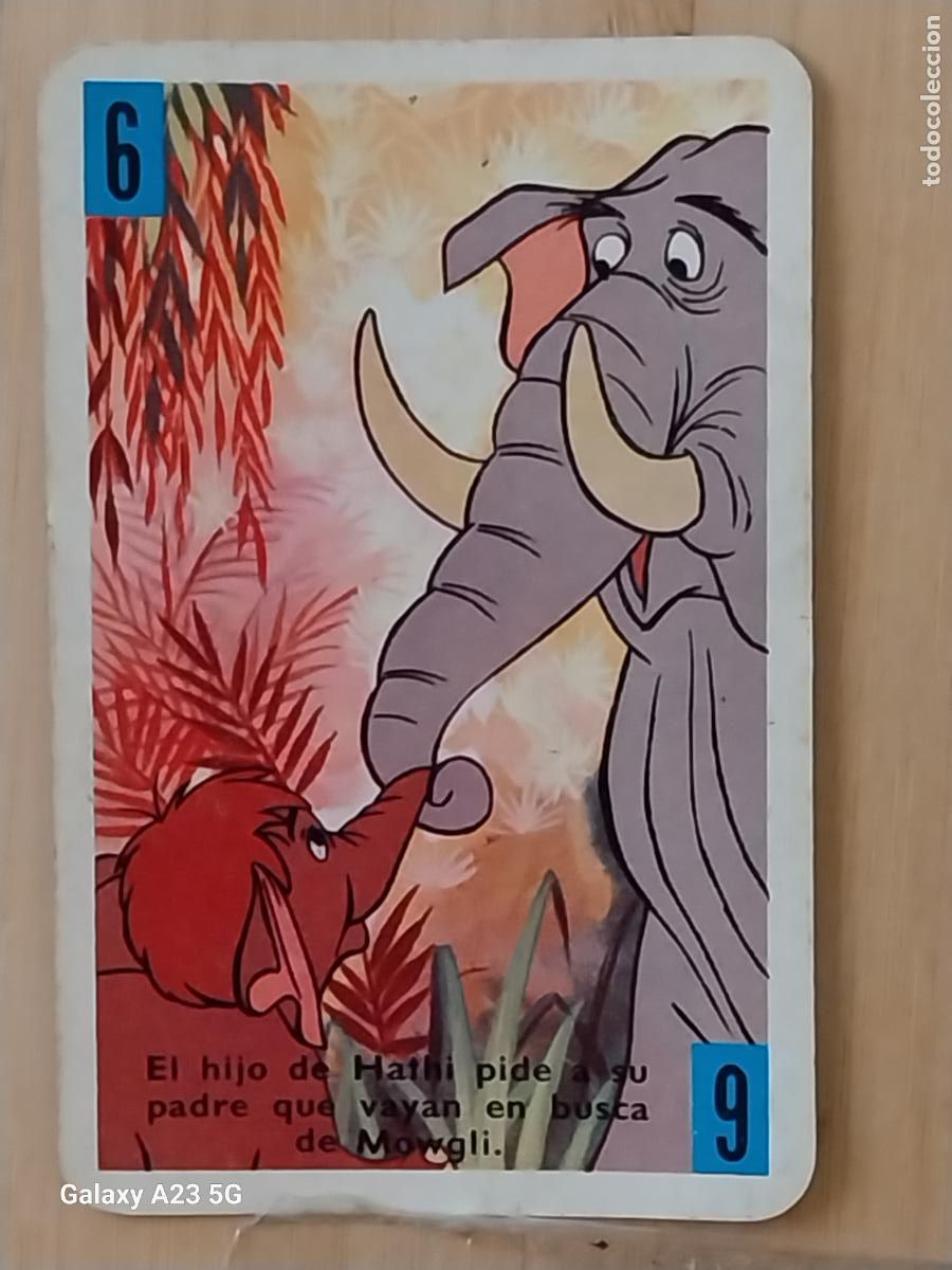 Trading cards: LIBRO DE LA SELVA A&Ntilde;O 1966 CARTA NAIPE AZUL 6 HATHI