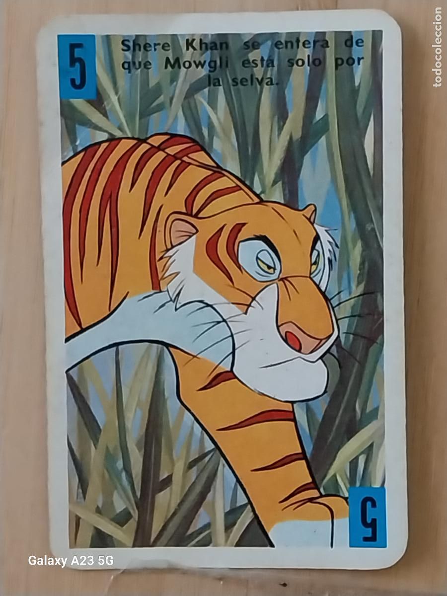 Trading cards: LIBRO DE LA SELVA A&Ntilde;O 1966 CARTA NAIPE AZUL 5 SHERE KHAN