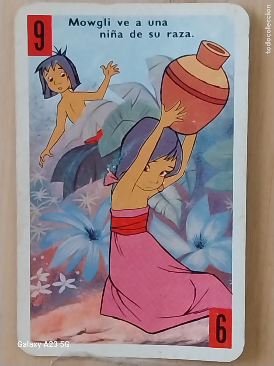 Trading cards: LIBRO DE LA SELVA A&Ntilde;O 1966 CARTA NAIPE ROJO 9 MOWGLI NI&Ntilde;A ORIGINAL