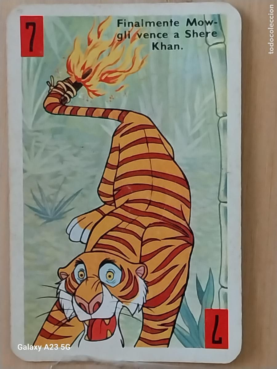 Trading cards: LIBRO DE LA SELVA A&Ntilde;O 1966 CARTA NAIPE ROJO 7 SHERE KHAN ORIGINAL