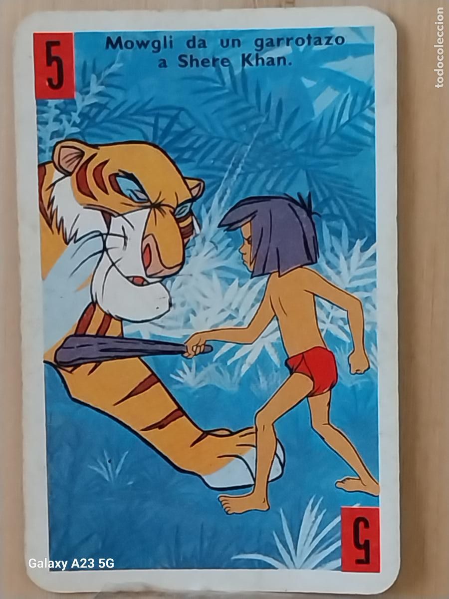 Trading cards: LIBRO DE LA SELVA A&Ntilde;O 1966 CARTA NAIPE ROJO 5 SHERE KHAN MOWGLI ORIGINAL