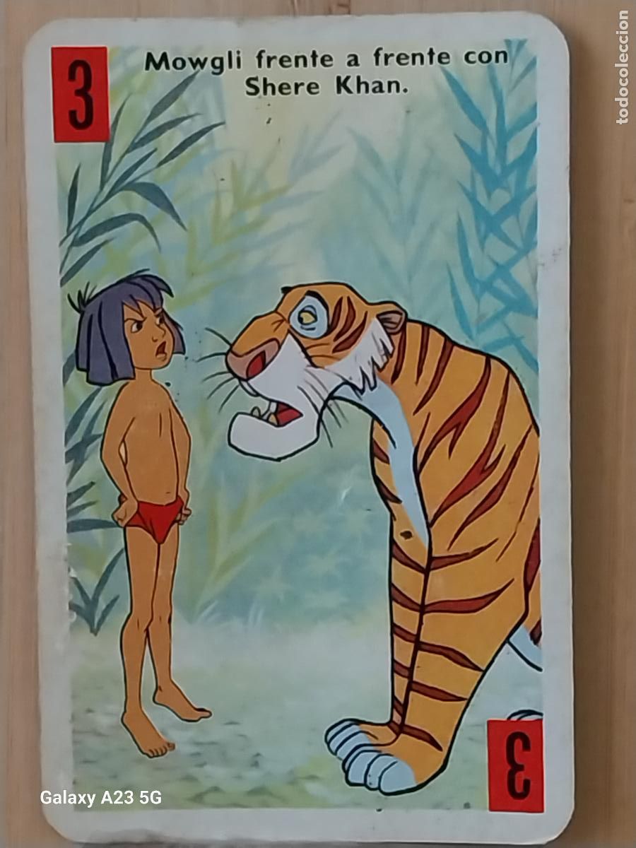 Trading cards: LIBRO DE LA SELVA A&Ntilde;O 1966 CARTA NAIPE ROJO 3 SHERE KHAN MOWGLI ORIGINAL