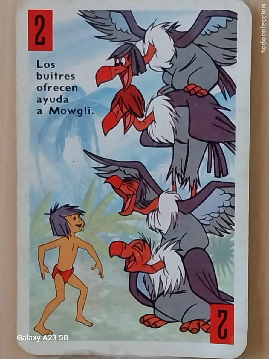Trading cards: LIBRO DE LA SELVA A&Ntilde;O 1966 CARTA NAIPE ROJO 2 BUITRES MOWGLI ORIGINAL